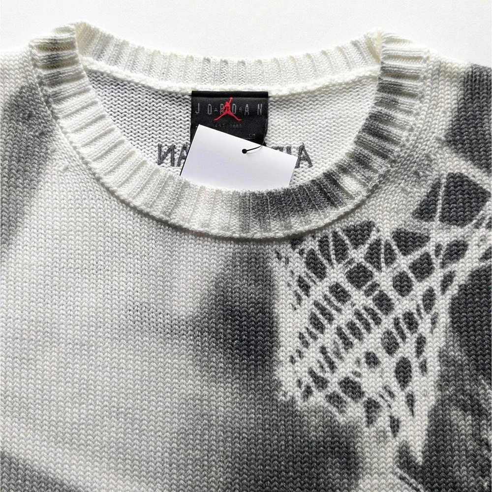 Air Jordan Knit Crew Sweater Oversized Heavyweight Men's Size L Sail HQ1635-133